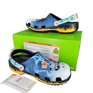 Back to The Future x Crocs Classic Clogs Lightning Blue Flame Sz 9 Womens 7 Mens